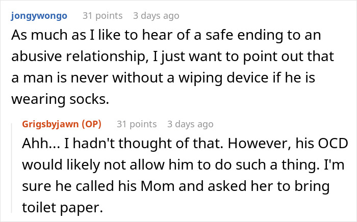 Reddit comments discussing a safe ending to an abusive relationship. Reddit comments discussing a safe ending to an abusive relationship.