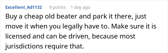 Text advice on parking revenge: Buy and park a cheap beater legally, ensuring it's licensed and drivable. Text advice on parking revenge: Buy and park a cheap beater legally, ensuring it's licensed and drivable.