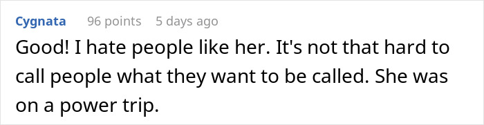 Comment discussing a teacher's power trip related to name pronunciation. Comment discussing a teacher's power trip related to name pronunciation.