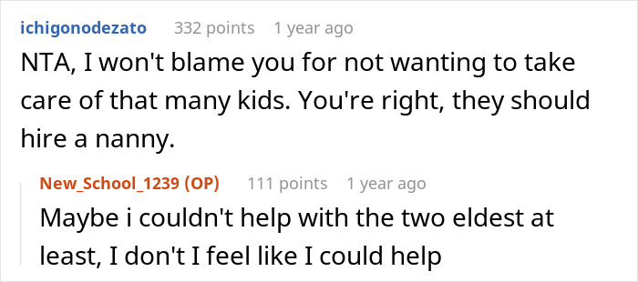 Reddit comments discussing refusal to babysit ex's kids after infidelity-related conflict. Reddit comments discussing refusal to babysit ex's kids after infidelity-related conflict.