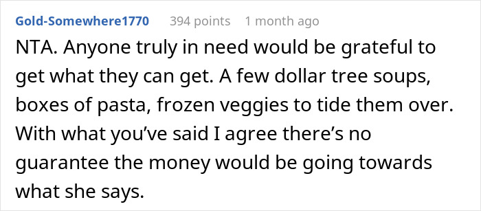 Screenshot of a Reddit comment discussing groceries from Dollar Tree. Screenshot of a Reddit comment discussing groceries from Dollar Tree.