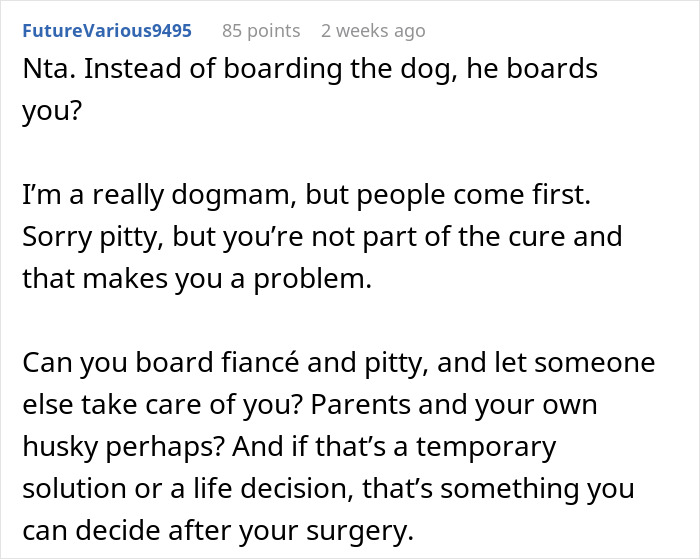 Guy Tells Fiancée To Recover In Hotel Room After Surgery So As Not To Not Disturb His Dog Guy Tells Fiancée To Recover In Hotel Room After Surgery So As Not To Not Disturb His Dog