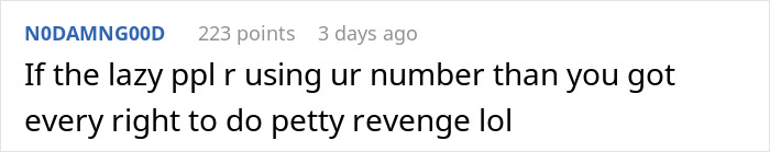 Comment on reservation phone number mix-up, discussing petty revenge. Comment on reservation phone number mix-up, discussing petty revenge.