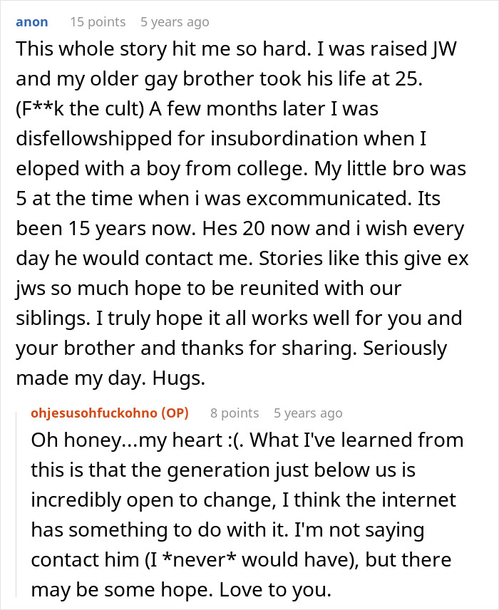 Reddit comments discussing religious parents and a sibling's sexuality. Reddit comments discussing religious parents and a sibling's sexuality.