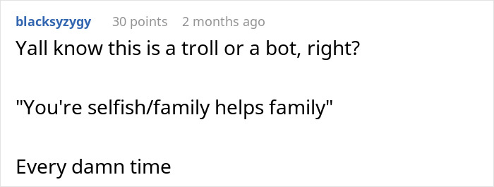 Comment discussing family expectations and dynamics in babysitting situations. Comment discussing family expectations and dynamics in babysitting situations.