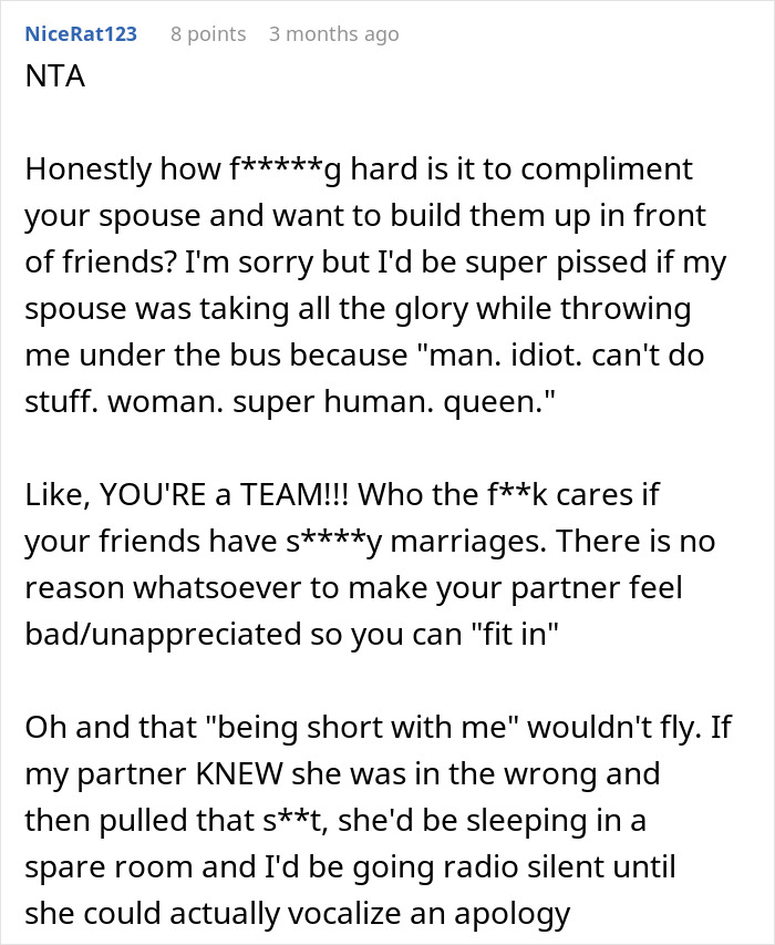 Text screenshot about "unhelpful" husband arguing over marriage dynamics and support issues. Text screenshot about "unhelpful" husband arguing over marriage dynamics and support issues.