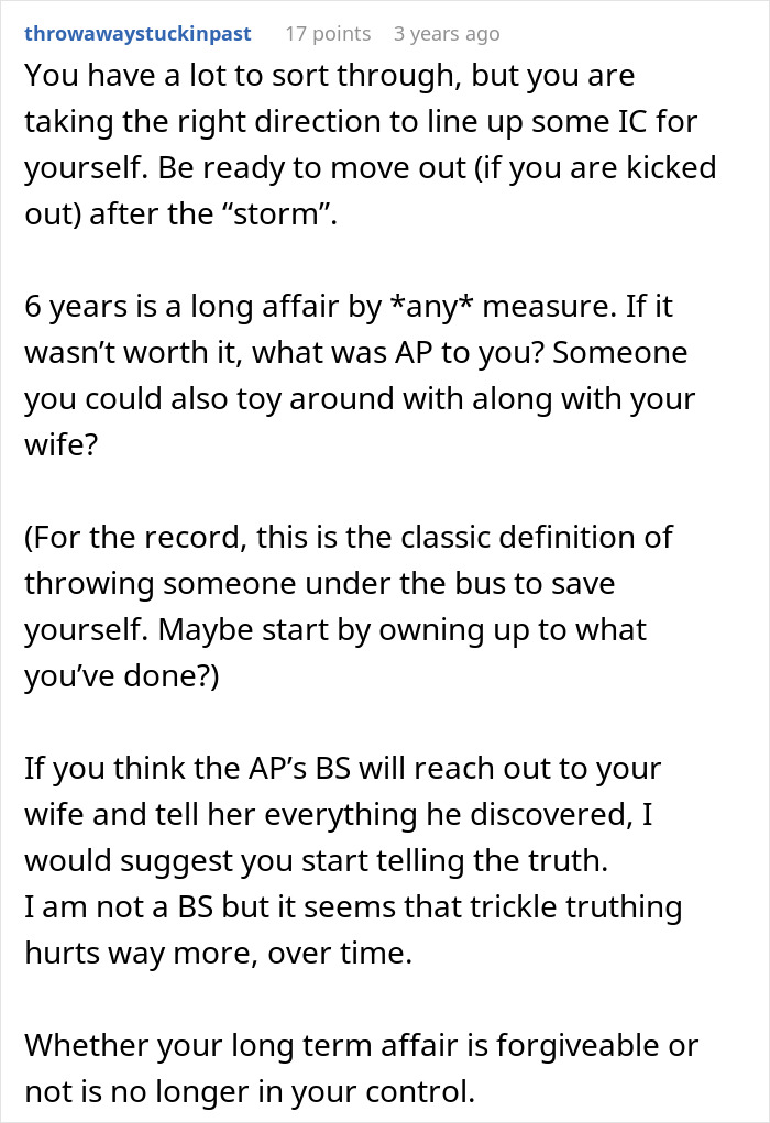 Text conversation discussing a long-term affair and its consequences on a marriage. Text conversation discussing a long-term affair and its consequences on a marriage.
