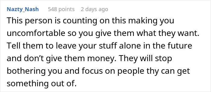 Text advice on dealing with a neighbor asking for loans and handling packages. Text advice on dealing with a neighbor asking for loans and handling packages.