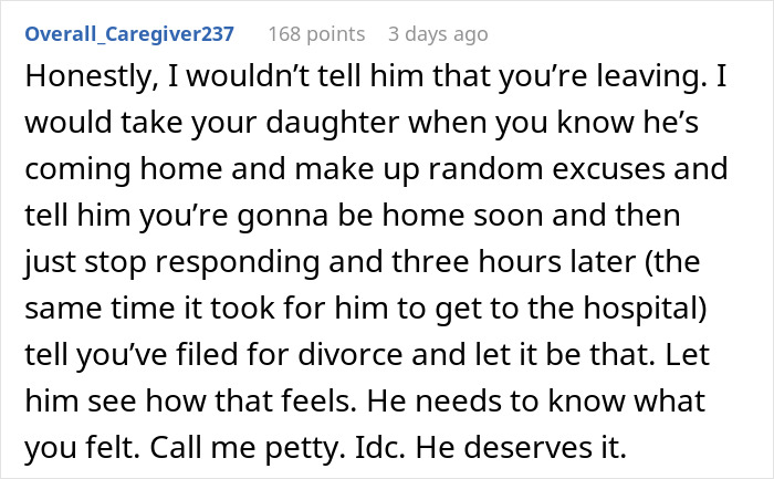 Text screenshot discussing a husband's delayed response to wife's SOS call, suggesting filing for divorce as a consequence. Text screenshot discussing a husband's delayed response to wife's SOS call, suggesting filing for divorce as a consequence.