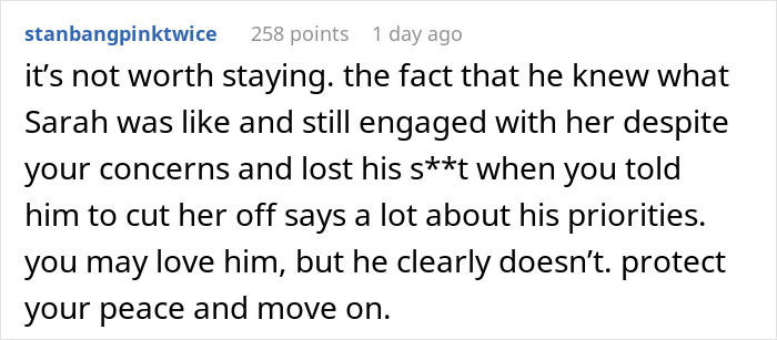 Comment on man's engagement with work wife, suggesting protection of peace. Comment on man's engagement with work wife, suggesting protection of peace.