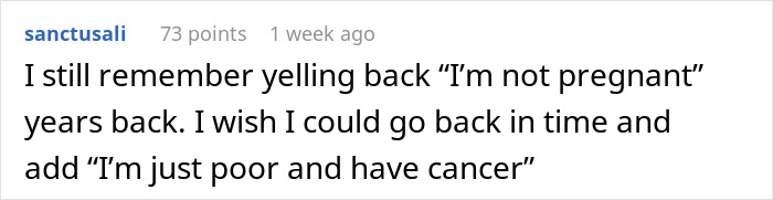 Text expressing a woman's response to a protestor about cancer and financial struggles. Text expressing a woman's response to a protestor about cancer and financial struggles.