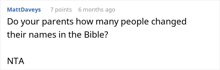 Comment discussing name changes in the Bible, suggesting people often changed their names. Comment discussing name changes in the Bible, suggesting people often changed their names.
