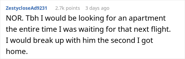 Comment on a Reddit post about being left at the airport by a boyfriend. Comment on a Reddit post about being left at the airport by a boyfriend.