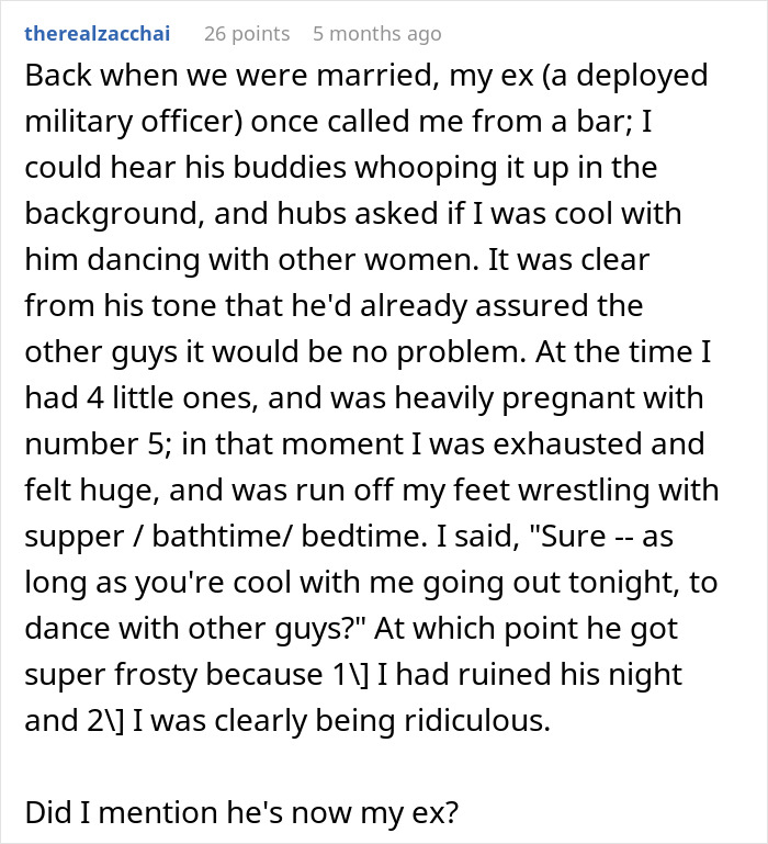 Text about wife's reaction to husband's coworkers' game, highlighting a personal story. Text about wife's reaction to husband's coworkers' game, highlighting a personal story.