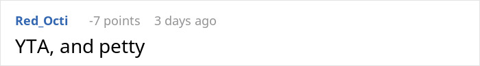 Comment by Red_Octi with negative points, stating "YTA, and petty" regarding assumptions about appearance. Comment by Red_Octi with negative points, stating "YTA, and petty" regarding assumptions about appearance.