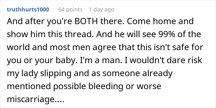 Comment text discussing pregnancy appointment safety concerns. Comment text discussing pregnancy appointment safety concerns.