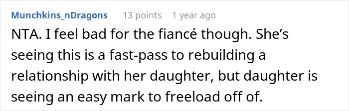 Reddit comment about a stepdad refusing to take in an 18-year-old and her boyfriend. Reddit comment about a stepdad refusing to take in an 18-year-old and her boyfriend.