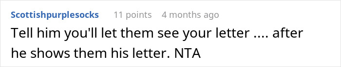 Reddit comment discussing refusal to share brother's final words, suggesting mutual letter exchange. Reddit comment discussing refusal to share brother's final words, suggesting mutual letter exchange.