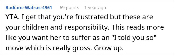 Comment criticizing dad for refusing help with newborn twins, suggesting immaturity. Comment criticizing dad for refusing help with newborn twins, suggesting immaturity.