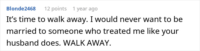 Comment on divorce advice related to quitting a job, emphasizing independence. Comment on divorce advice related to quitting a job, emphasizing independence.