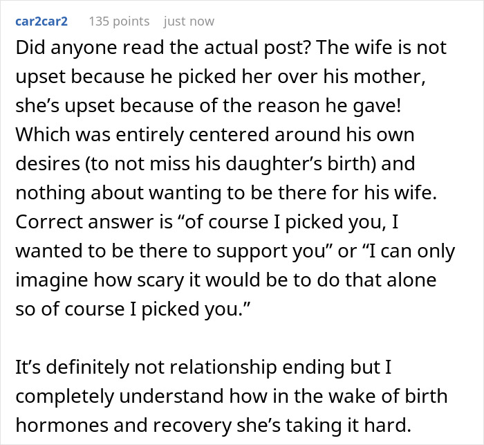 Text exchange discussing wife's feelings about husband's presence during labor. Text exchange discussing wife's feelings about husband's presence during labor.