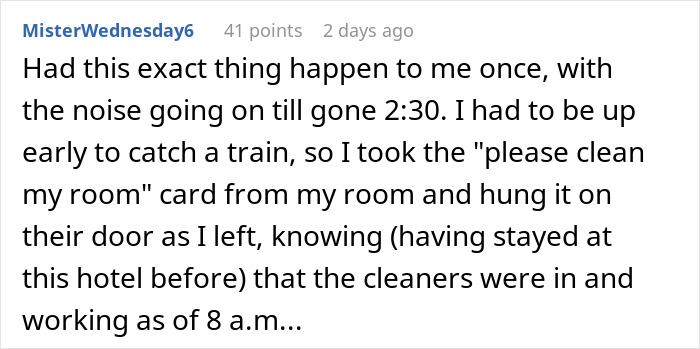 Text discussing a hotel room experience with noisy neighbors partying too hard at night. Text discussing a hotel room experience with noisy neighbors partying too hard at night.