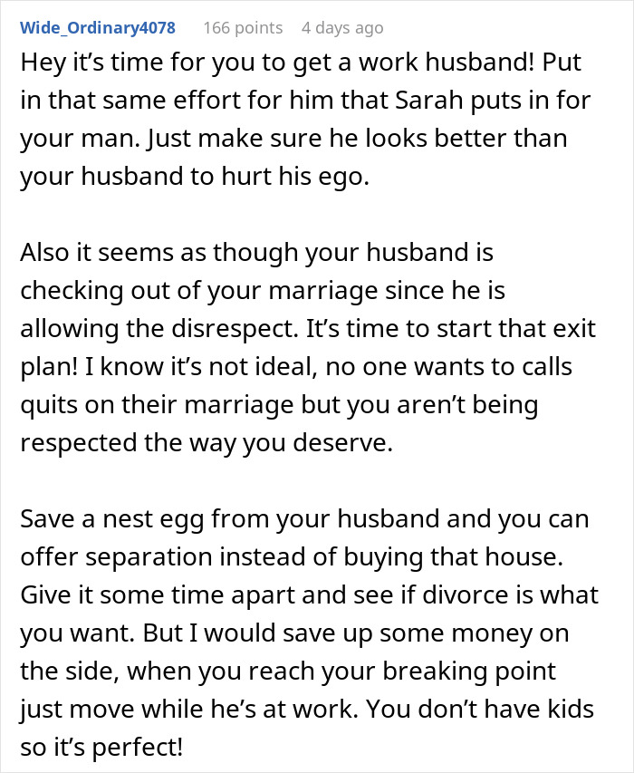Text post advising on dealing with a "work wife" who affects marriage dynamics. Text post advising on dealing with a "work wife" who affects marriage dynamics.