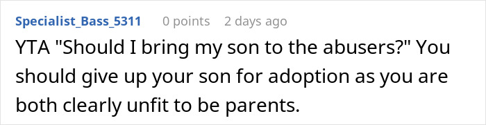 Comment critical of parenting decision regarding son's attendance at BBQ over stepsiblings. Comment critical of parenting decision regarding son's attendance at BBQ over stepsiblings.
