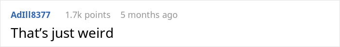 Comment saying "That's just weird" related to husband's coworkers' game. Comment saying "That's just weird" related to husband's coworkers' game.
