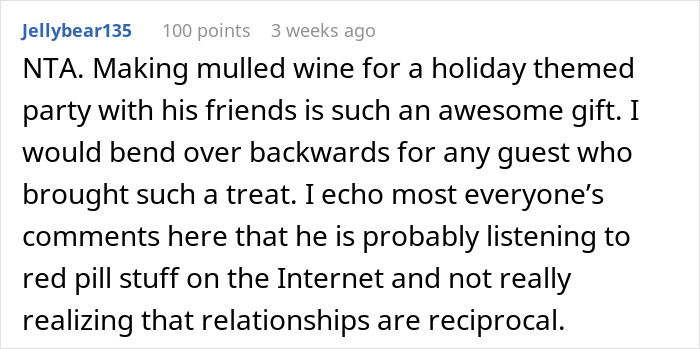 Comment discussing relationships and holiday party treats. Comment discussing relationships and holiday party treats.