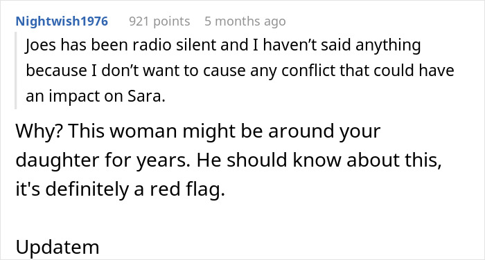 Comment discusses concerns about woman demanding jewelry from boyfriend's stepdaughter. Comment discusses concerns about woman demanding jewelry from boyfriend's stepdaughter.