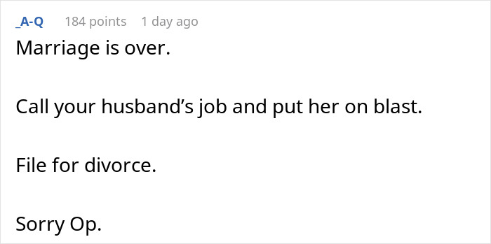 Text discussing marital issues related to a "work wife," suggesting divorce and confrontation. Text discussing marital issues related to a "work wife," suggesting divorce and confrontation.