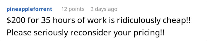 Comment discussing pricing related to a bridezilla refund after wedding. Comment discussing pricing related to a bridezilla refund after wedding.