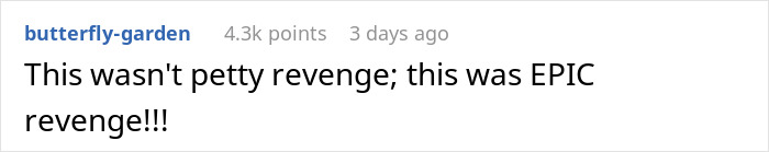 Reddit comment emphasizing epic revenge in a discussion about toxic relationships. Reddit comment emphasizing epic revenge in a discussion about toxic relationships.