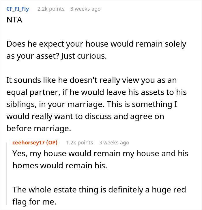 A conversation discussing relationship dynamics and estate planning, highlighting a partner's concern over will and remodeling decisions. A conversation discussing relationship dynamics and estate planning, highlighting a partner's concern over will and remodeling decisions.