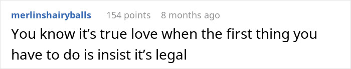 Comment on age gap in relationships; humor about legality and true love. Comment on age gap in relationships; humor about legality and true love.