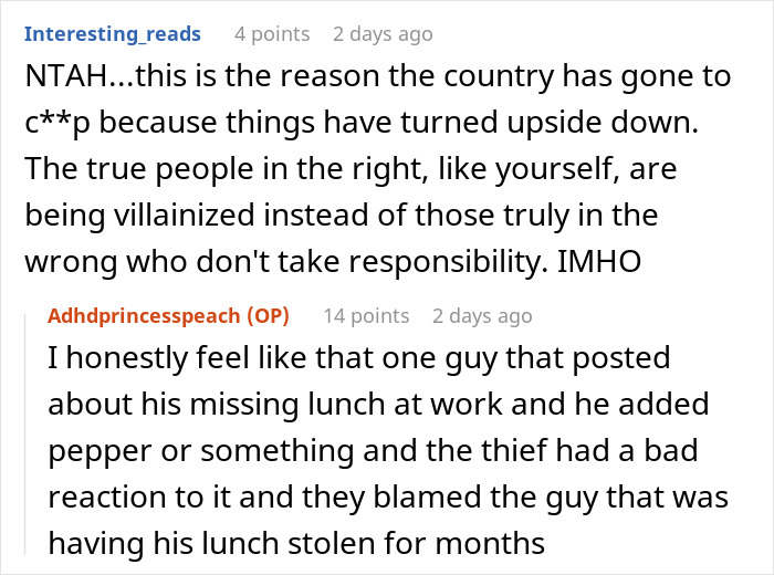 Reddit comments discussing suspicion and evidence related to theft incidents. Reddit comments discussing suspicion and evidence related to theft incidents.