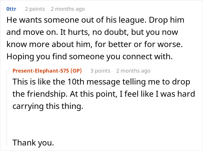 Reddit comments offering advice about rejecting a friendship with a Zoomer best friend. Reddit comments offering advice about rejecting a friendship with a Zoomer best friend.