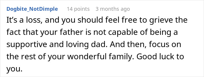 Comment on choosing wife over daughter, addressing loss and focusing on family support. Comment on choosing wife over daughter, addressing loss and focusing on family support.