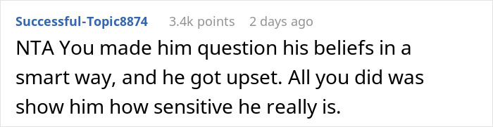 Reddit comment discusses a prank on an anti-woke cousin, receiving positive reactions. Reddit comment discusses a prank on an anti-woke cousin, receiving positive reactions.