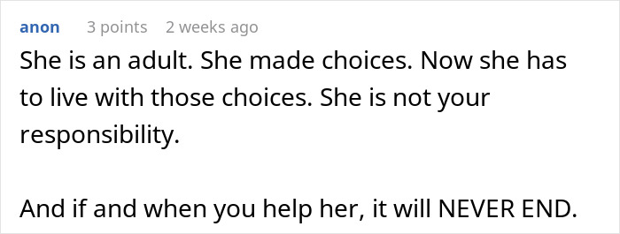 Reddit comment discussing whether to help dad's ex-wife and son with rent responsibility. Reddit comment discussing whether to help dad's ex-wife and son with rent responsibility.