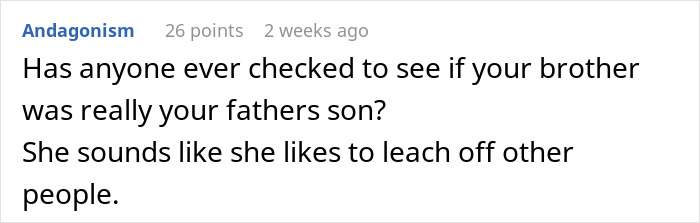 Online comment questioning family relationship dynamics and suggesting possible financial exploitation. Online comment questioning family relationship dynamics and suggesting possible financial exploitation.