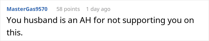 Comment criticizing husband for not supporting wife in a family dispute over grandson's random renaming. Comment criticizing husband for not supporting wife in a family dispute over grandson's random renaming.