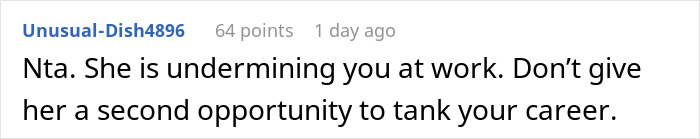 Reddit comment warning about a coworker undermining a career. Reddit comment warning about a coworker undermining a career.