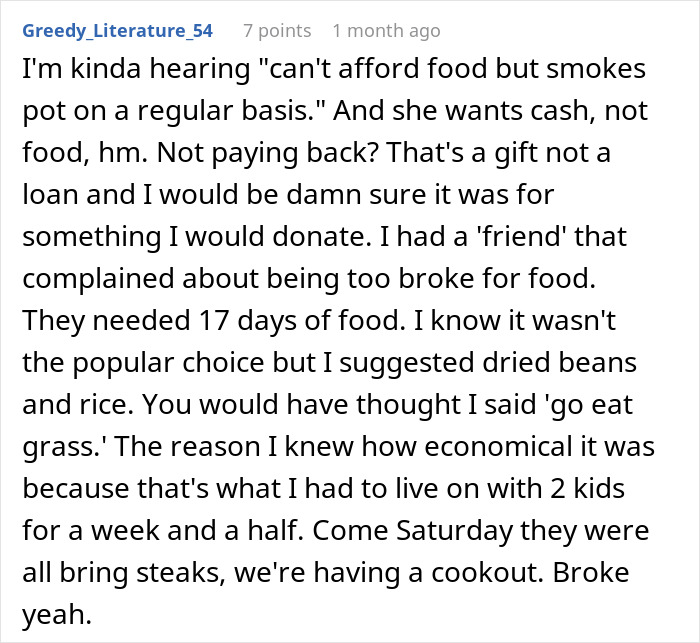 Reddit comment discussing groceries from Dollar Tree and budgeting tips. Reddit comment discussing groceries from Dollar Tree and budgeting tips.