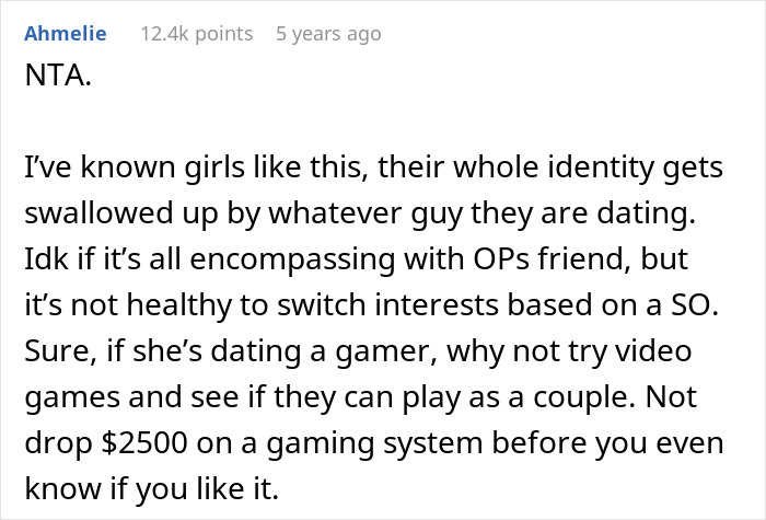 Text discussing the risks of adopting hobbies based on significant others' interests. Text discussing the risks of adopting hobbies based on significant others' interests.