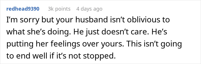 Text comment discussing relationship dynamics, mentioning a husband prioritizing a "work wife" over his real wife. Text comment discussing relationship dynamics, mentioning a husband prioritizing a "work wife" over his real wife.