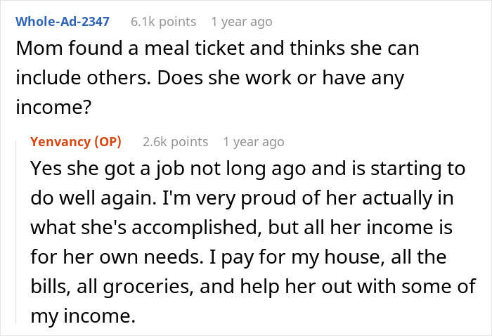 Comment exchange about a young woman's financial situation after moving out to live with her boyfriend. Comment exchange about a young woman's financial situation after moving out to live with her boyfriend.