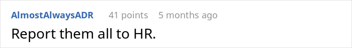Comment advises reporting coworkers' game to HR, suggesting workplace misconduct action. Comment advises reporting coworkers' game to HR, suggesting workplace misconduct action.