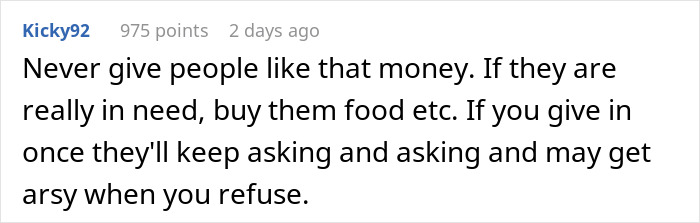 Comment warns about giving loans to neighbors, suggesting to offer food instead to avoid persistent requests. Comment warns about giving loans to neighbors, suggesting to offer food instead to avoid persistent requests.